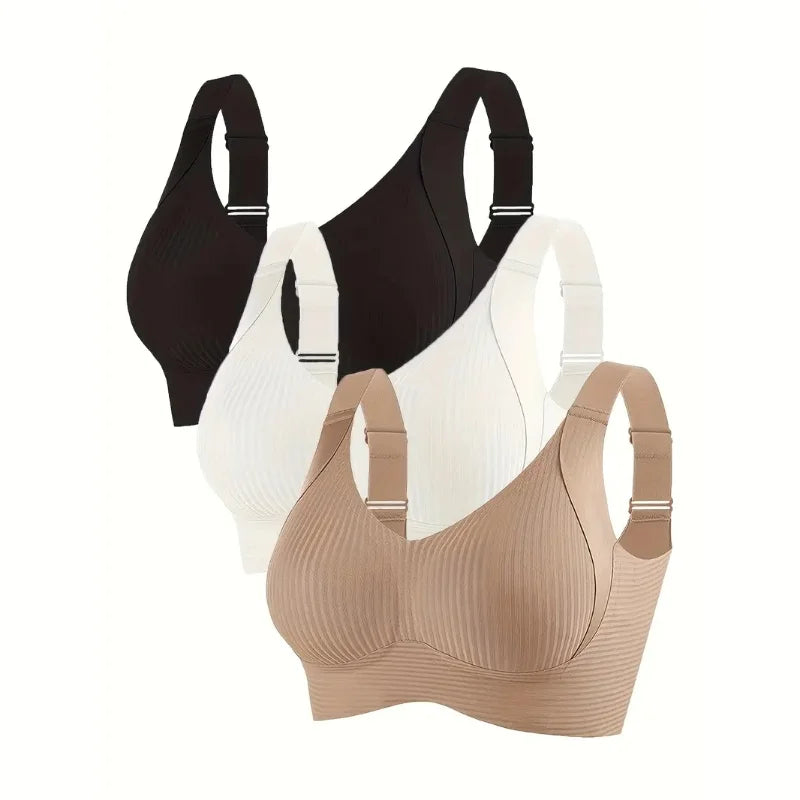 🔥Buy 1 Get 3 Packs - Women's Ribbed Push Up Adjustable Wireless Bra