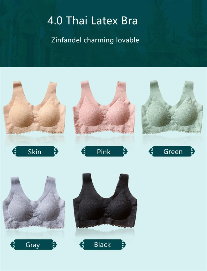 Latex 4.0 Graceful Anti-saggy Breathable Lace Large Size Bra