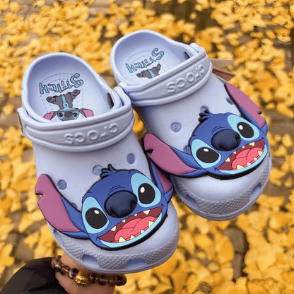 New Disney Cartoon Anime Lilo & Stitch Crocs Boys Girls Adult Casual Beach Non-Slip Breathable Fashion Latest Beach Shoes Gift