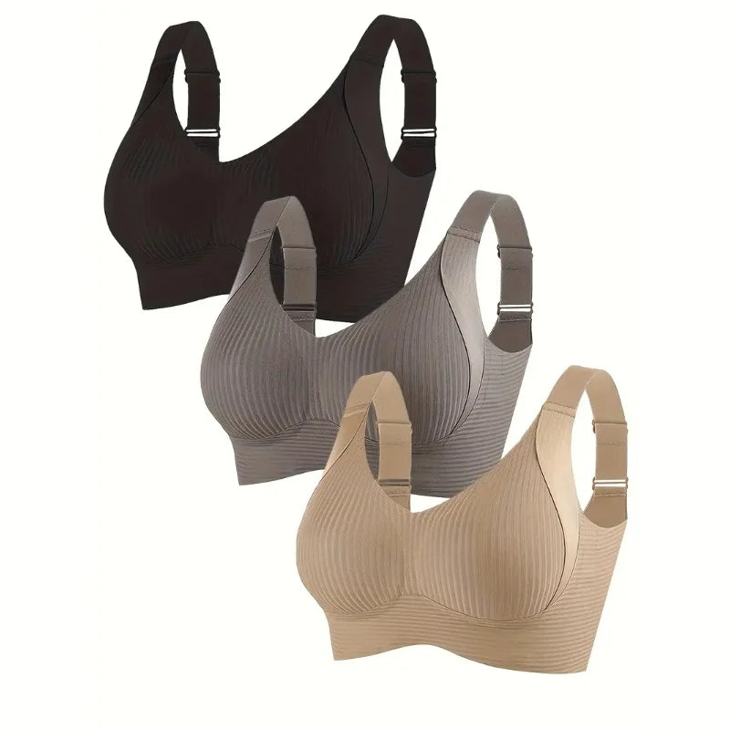 🔥Buy 1 Get 3 Packs - Women's Ribbed Push Up Adjustable Wireless Bra