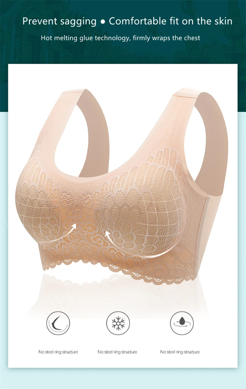 Latex 4.0 Graceful Anti-saggy Breathable Lace Large Size Bra