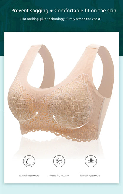 Latex 4.0 Graceful Anti-saggy Breathable Lace Large Size Bra