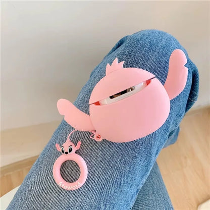 For AirPods 4 3 2 1 Pro Pro2 Earphone Case 3D Stitch Couple Cartoon Silicone Protective Headphone Box With Pendant Cover
