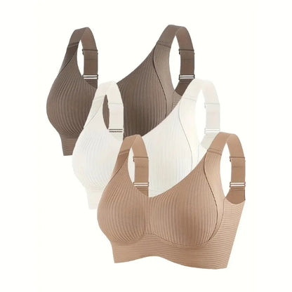 🔥Buy 1 Get 3 Packs - Women's Ribbed Push Up Adjustable Wireless Bra