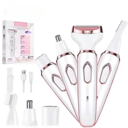 4 in 1 Electric Lady Shaver Body Hair Removal Epilator Painless Cordless Trimmer Razor Gifts for Women Home Appliances
