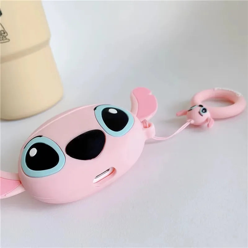 For AirPods 4 3 2 1 Pro Pro2 Earphone Case 3D Stitch Couple Cartoon Silicone Protective Headphone Box With Pendant Cover