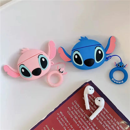 For AirPods 4 3 2 1 Pro Pro2 Earphone Case 3D Stitch Couple Cartoon Silicone Protective Headphone Box With Pendant Cover