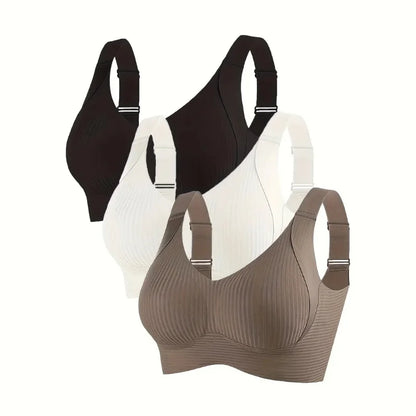 🔥Buy 1 Get 3 Packs - Women's Ribbed Push Up Adjustable Wireless Bra