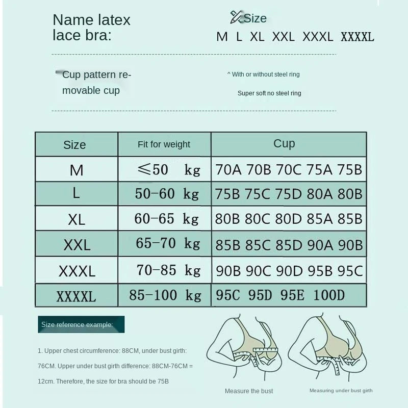 Latex 4.0 Graceful Anti-saggy Breathable Lace Large Size Bra