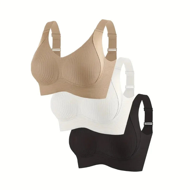 🔥Buy 1 Get 3 Packs - Women's Ribbed Push Up Adjustable Wireless Bra